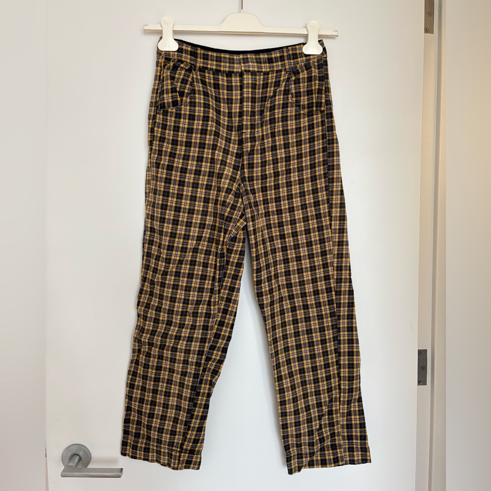 Women’s Yellow and Black Plaid Pants